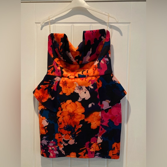 Lipsy Dresses & Skirts - Lipsy floral bandeau peplum dress ladies size 12